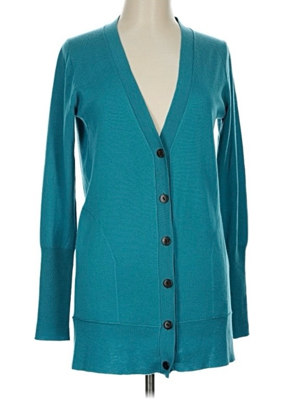 J. Crew VNTG 100% Merino Wool 2010 Teal V-Neck Button Cardigan Sweater